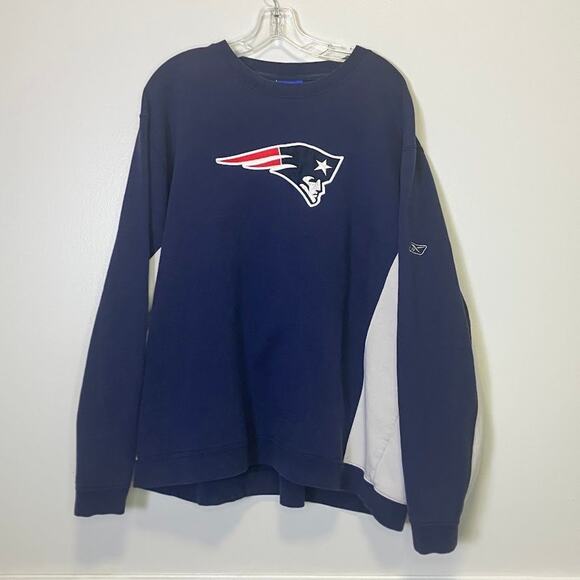 New England Patriots VTG On Field Crewneck Sweatshirt Mens 2XL Reebok Navy Blue - Picture 1 of 9